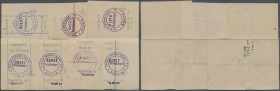Asperg (Württemberg), Interniertenlager 76, 0.50, 1, 2 RM, o. D. - 10.2.1947, 50 Pf., 0.50, 1, 2 RM, o. D. - 10.3.1947, Erh. II-III, total 7 Scheine