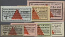 Kriegsgefangenen-Lagergeld: Set mit 7 Gutscheinen der Kriegsgefangenenlager o.D.(1939-45), Ro.515-521, dabei 2, 50 Reichspfennig und 1 Reichsmark in k...