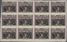 Bielefeld, Seide, 10 000 Mark, 15.2.1923, kpl. Druckbogen von 12 Scheinen, 2 x gefaltet