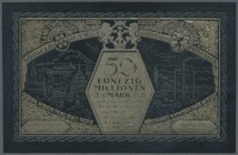 Pössneck, Stadt, 50 Mio. Mark, 11.8.1923, schwarzes Leder, Erh. I