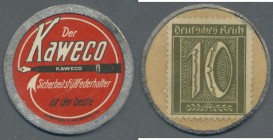 Magdeburg, Kaweco, 10 Pf. Ziffer, Zelluloid mit Metallrand, hergestellt bei Rembold, Heilbronn