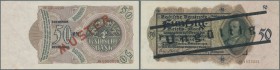 Baden: 2 Druckproben Vorder- & Rückseite und eine entwertete Note 50 Reichsmark 1924 Ro. BAD14 in kassenfrischer Erhaltung. (3 Stück)