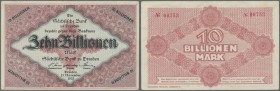 Sachsen: 10 Billionen Mark 1923 Ro. SAX25 in leicht gebraucher Erhaltung: XF.