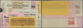 Lot mit 21 Banknoten der Reichsbahndirektion Berlin von 1 Million Mark bis 20 Billionen Mark 1923, P.S1011-S1031 in meist kassenfrischer Erhaltung
