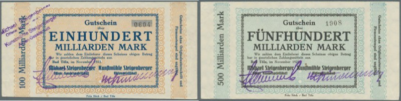 Bad Tölz, Michael Steigenberger OHG, 100 Mrd., 500 Mrd. Mark, November 1923, Erh...