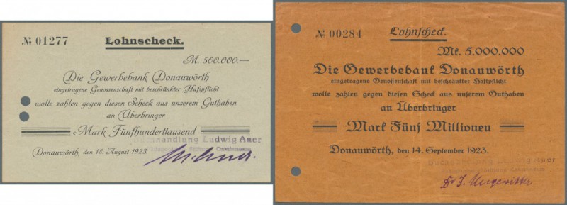 Donauwörth, Buchhandlung Ludwig Auer, 500 Tsd. Mark, 18.8.1923, 2 Mio. Mark, 10....