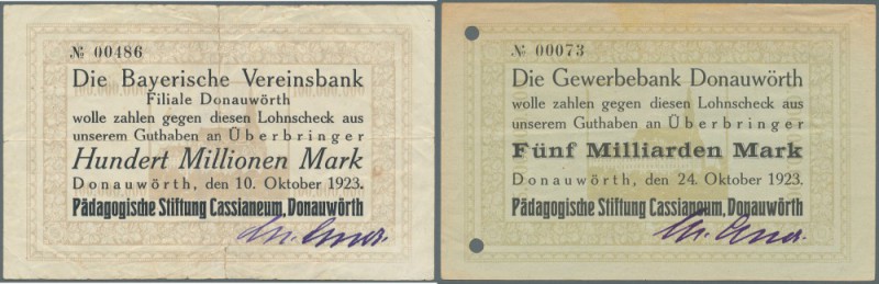 Donauwörth, Pädagogische Stiftung Cassianeum, 100 Mio. Mark, 10.10.1923, Erh. IV...