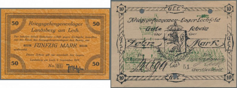 Landsberg am Lech, Kriegsgefangenenlager, 50 Mark, 1.9.1917, marmoriertes Papier...