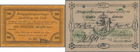 Landsberg am Lech, Kriegsgefangenenlager, 50 Mark, 1.9.1917, marmoriertes Papier, rs. Stempel, kassenfrisch, Lechfeld, Kriegsgefangenenlager, 10 Mark,...