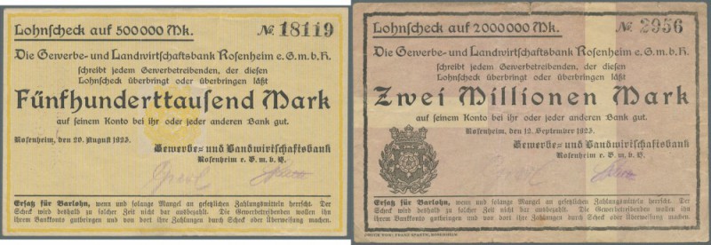 Rosenheim, Gewerbe- und Landwirtschaftsbank, 500 Tsd. Mark, 20.8.1923, Unterdruc...