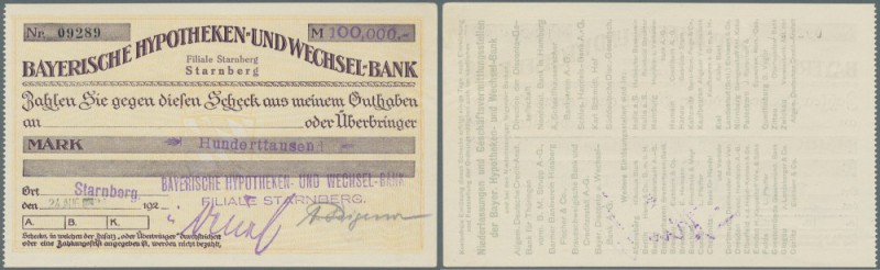 Starnberg, Bayerische Hypotheken- und Wechselbank, 100 Tsd. Mark, 24.8.1923, Eig...