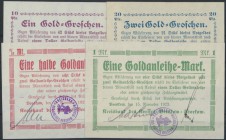 Beeskow, Kreisbank, 1, 2 Goldgroschen, 1/2, 1 Goldanleihemark, 15.11.1923, Erh. I., 4 Scheine