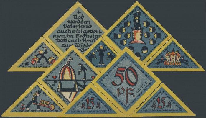 Bremen, Casino, 8 x 25 Pf., 4 x 50 Pf., o. D. - 31.12.1922, 4 zusammenhängende D...
