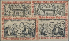 Bremen, Deutscher Tag, 50 Pf., 1, 2, 5 Mark, 27.11.1921, rs. antisemitische Darstellung, Erh. I, 4 Scheine