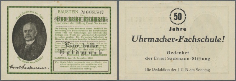 Hamburg, Stiftung Ernst Sackmann, 1/2 GMk., 10.12.1923, Erh. II