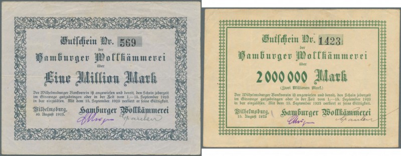 Wilhelmsburg, Hamburger Wollkämmerei, 1 Mio. Mark, 10.8.1923, 2 Mio. Mark, 15.8....