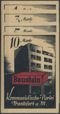 Frankfurt / Main, Kommunistische Partei, 1, 3, 5, 10 Mark, o. D., Bausteine, Erh...