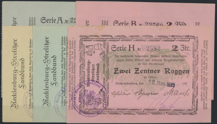 Neubrandenburg, Mecklenburg-Strelitzer Landbund, 1 Pfund Roggen, 18.12.1923, Usc...