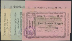 Neubrandenburg, Mecklenburg-Strelitzer Landbund, 1 Pfund Roggen, 18.12.1923, Uschr. Braun, 2 Pfund Roggen, 20.12.1923, Uschr. Henning, 5 Pfund Roggen,...
