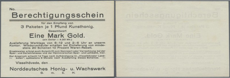 Visselhövede, Honig- und Wachswerk GmbH, 3 Pakete je 1 Pfund Kunsthonig = 1 Mark...