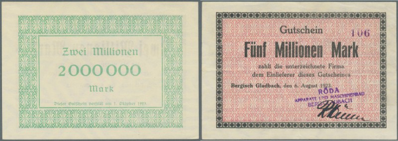 Bergisch Gladbach, Berzelius Metallhütten AG, 2, 3, 5 Mio. Mark, 6.8.1923, Erh. ...