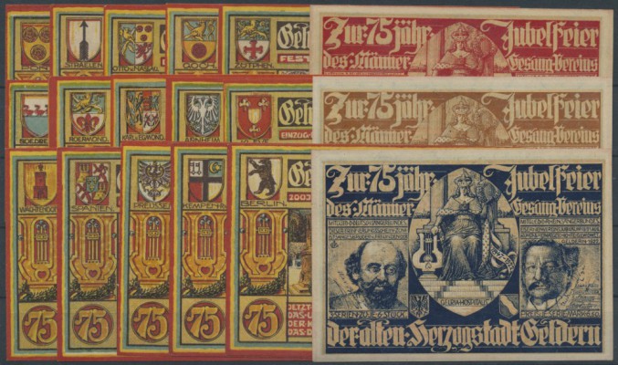 Geldern, Männergesangverein, je 6 x 75 Pf., 19.-21.8.1922, Serien A, B und C (mi...