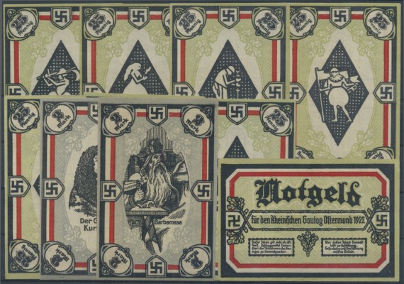 Honnef, Schutz- und Trutzbund, Rheinischer Gautag Ostermond 1922, 8 x 25 Pf., 2 ...