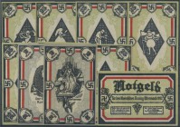 Honnef, Schutz- und Trutzbund, Rheinischer Gautag Ostermond 1922, 8 x 25 Pf., 2 x 2 Mark, Erh. I, 10 Scheine