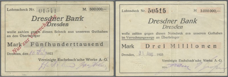 Dresden, Vereinigte Eschebach'sche Werke AG, 500 Tsd. Mark, 16.8.1923 (handschr....
