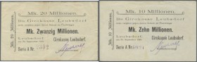 Leubsdorf, Girokasse, 10, 20 Mio. Mark, 20.9.1923, Eigenschecks der Girokasse, Aussteller bie Keller nicht bekannt, Erh. III, 2 Scheine