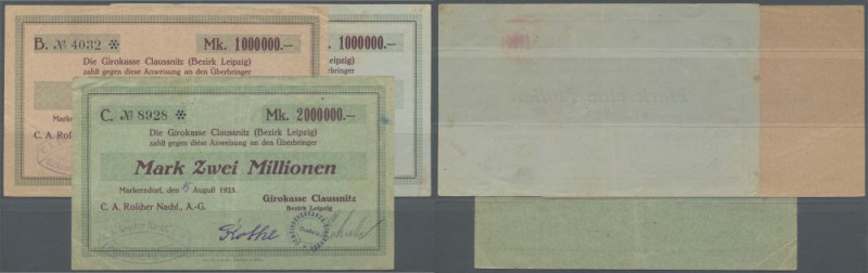 Markersdorf, C. A. Roscher Nachf. AG, 1 Mio. Mark, 9.8.1923, 15.8.1923, 2 Mio. M...