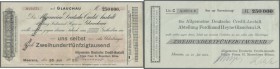 Meerane, Allgemeine Deutsche Credit-Anstalt Filiale Franz H. Moeschlers Söhne, 250 Tsd. Mark, 26.7.1923, 28.7.1923, 2 Schecks auf ADCA Glauchau, Erh. ...