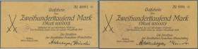 Meißen, Staatliche Porzellan-Manufaktur, 200 Tsd. Mark, 2.8.1923 (Datum bei Keller unbekannt), 9.8.1923, Erh. III, 2 Scheine
