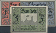 Plauen, Vogtländischer Flugverein, 1, 2, 5 GM, 1924, 5 GM aktenloch-entwertet, ansonsten Erh. I, 3 Scheine