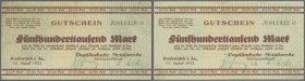 Rodewisch, Vogtländische Metallwerke, 500 Tsd. Mark, 15.8.1923, Gutschein, Nominale nicht bei Keller, 3 Scheine ex KN 11420 bis KN 11429, Erh. III
