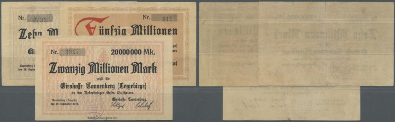 Tannenberg, Girokasse, 10 Mio. Mark, 14.9.1923, Erh. IV, 20 Mio. Mark, 26.9.1923...