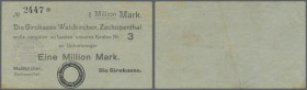 Waldkirchen Zschopenthal, Girokasse, 1 Mio. Mark, o. D., Eigenscheck, nicht bei Keller, Erh. III