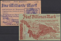 Helgoland, Landgemeinde, 5 Billionen Mark, 25.11.1923, Erh. I, beigegeben 1 Mrd. Mark, 29.10.1923, Erh. II, 2 Scheine