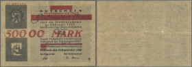 Pößneck: 50.000 Mark Überdruck auf 500 Mark 1922 in hübscher Gebrauchserhaltung