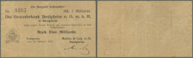 Besigheim, Mattes & Lutz AG, 1 Mrd. Mark, 31.10.1923, vollständig gedruckter Schein, Erh. II-III, Ausgabestelle weder bei Keller noch bei Karau verzei...