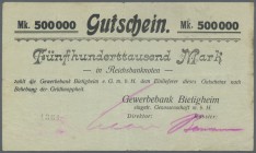 Bietigheim, Gewerbebank, 500 Tsd. Mark, o. D., Gutschein auf Gewerbebank, Erh. III