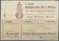 Bönnigheim, Gewerbebank, 100 Tsd, 300 Tsd, 500 Tsd, 1 Mio. Mark, 8.8.1923, 1, 2 Mio. Mark, 5.9.1923, Aussteller Amann & Söhne, Erh. II, III, total 6 S...