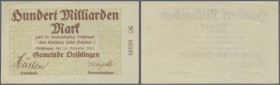 Deißlingen, Gemeinde, 100 Mrd. Mark, 23.11.1923, Erh. I-II, nicht bei Keller und Karau, von größter Seltenheit