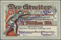 Hauptleitung der Streiter-Gemeinden, Spendenschein zu 1 Million Mark, ohne Ort, wohl 1923, überdruckt mit ”100 Millionen Mark”, Erh. I-, mit Überdruck...