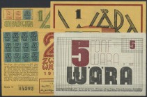 WÄRA : Tauschgesellschaft, 1/2, 1, 2, 5 Wära, 1931, 3 Scheine mit zugeklebten Wertmarken, unterschiedliche Erhaltunge, 4 Scheine