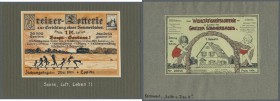 Greiz, Lotterie zur Errichtung eines Sommerbades 1924, 4 wunderschöne handgezeichnete Original-Entwürfe für Lose zu jeweils 1 Mark, teils auf Papier a...