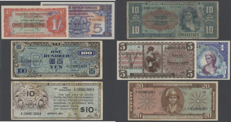various world banknotes: collectors album with 62 Military Payment Certificatesm...