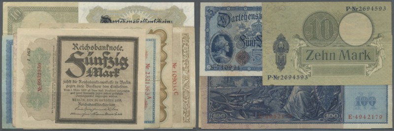 Kleine Sammlung mit 78 Banknotes des Kaiserreiches bis Ende erster Weltkrieg, da...