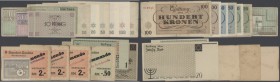 Lagergeld: Lot mit 25 Noten diverser Konzentrationslager (Westerbork 10 und 100 Cent, Theresienstadt 1, 2, 5, 10, 20, 50 und 100 Kronen jeweils doppel...