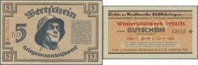 Winterhilfswerk WHW, 31 Wertscheine 1934/44 (dabei 4 Sachwertscheine der Licht- und Kraftwerke Südthüringen in Sonneberg über Gas bzw. Strom), beigege...